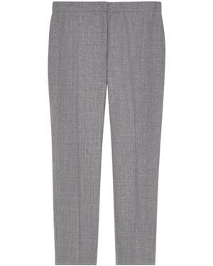 McQueen Wool Cropped Cigarette Trousers - Grey