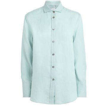 Eleventy Linen Long-Sleeve Shirt - Blue
