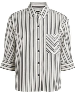 Rag & Bone Cropped-Sleeve Stripe Lucia Shirt - Grey