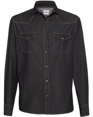 Brunello Cucinelli Denim Western Shirt - Blue