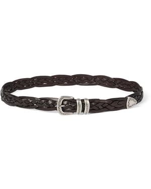 Brunello Cucinelli Leather Woven Belt - Black