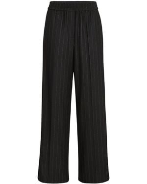 Brunello Cucinelli Virgin Wool-Blend Pinstripe Pants - Black