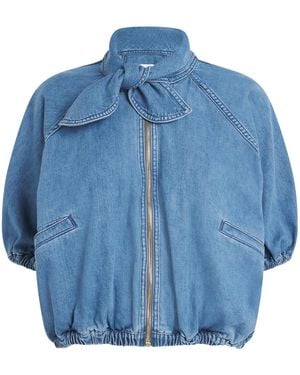 Patou Blouson-Sleeve Denim Jacket - Blue