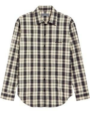 Balenciaga Cotton Plaid Shirt - White