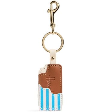 Harrods Leather Choc Ice Keyring - White