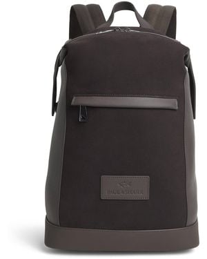Paul & Shark Suede-Leather Logo Backpack - Black