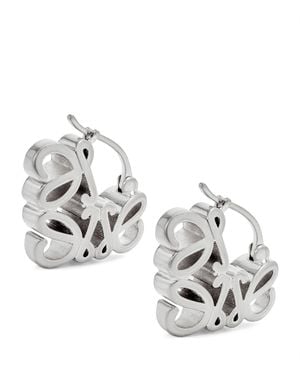Loewe Sterling Bombé Anagram Hoop Earrings - Metallic