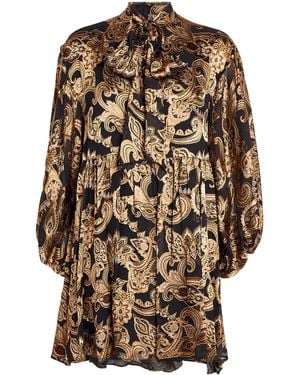 Alice + Olivia Printed Opal Mini Dress - Brown
