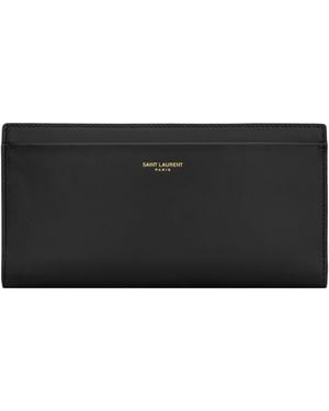 Saint Laurent Large Leather Zip-Around Wallet - Black
