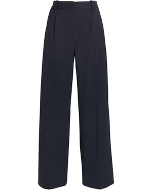 Maje Wool-Blend Pinstripe Wide-Leg Trousers - Blue