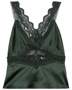 The Kooples Silk-Lace Cut-Out Top - Green