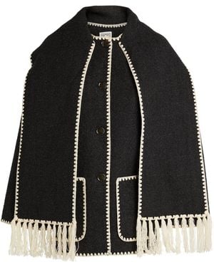TOTEME Embroidered Wool-blend Scarf Jacket - Black