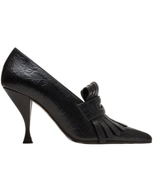 Burberry Leather Cameo Fringe Pumps 90 - Black