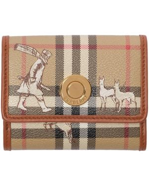 Burberry Check Mates Folding Wallet - Natural