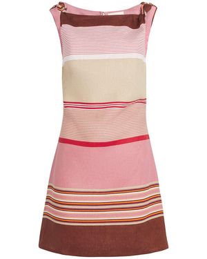 Faithfull the Brand Linen Stripe Floral Mini Dress - Pink