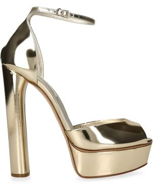 Casadei Leather Flora Platform Heels 140 - Metallic