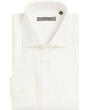 Corneliani Cotton Herringbone Shirt - White