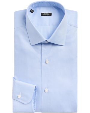 Barba Napoli Cotton Poplin Slim Shirt - Blue