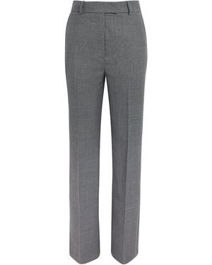 Ganni Wool-Blend Straight Trousers - Grey