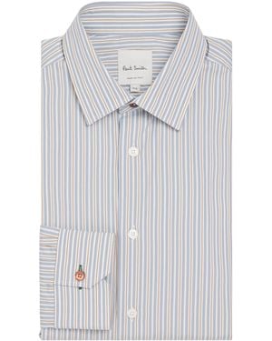 Paul Smith Cotton Stripe Tailored Fit Shirt - Gray