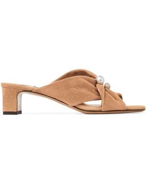 Jimmy Choo Rafi 45 Leather Heeled Mules - Brown