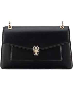 BVLGARI Leather Serpenti Forever Shoulder Bag - Black
