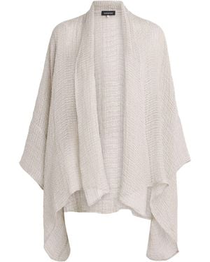 Eskandar Linen Wide-Knit Shawl Cardigan - White