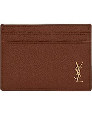 Saint Laurent Leather Card Holder - Brown
