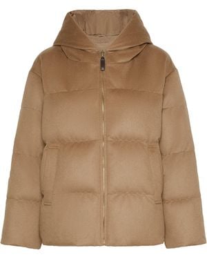 Max Mara Down Reversible Wool Puffer Jacket - Brown