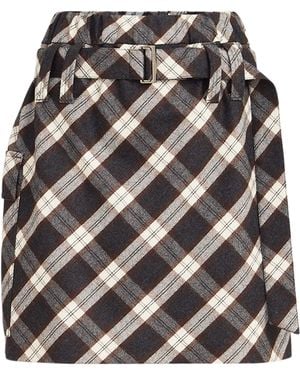 Brunello Cucinelli Virgin Wool-Blend Check Mini Skirt - Grey