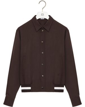 Loewe Wool-Blend Stripe-Trim Shirt Jacket - Brown
