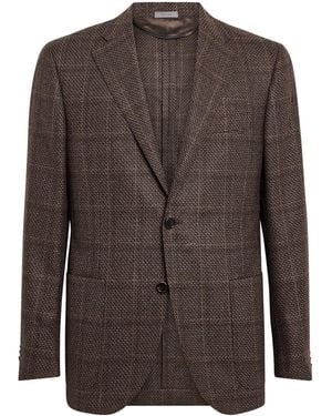Corneliani Virgin Wool Mouliné Check Blazer - Brown