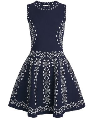 Sandro Knitted Embroidered Mini Dress - Blue