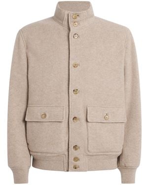 Ralph Lauren Cashmere Fleece Collared Jacket - Natural