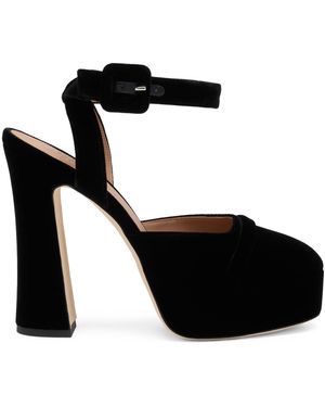 Malone Souliers Velvet Mora Buckle Slingback Heels 125 - Black