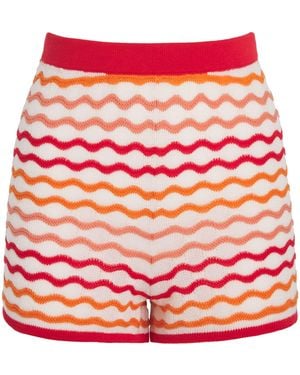 Escvdo Cotton Stripe Shorts - Red