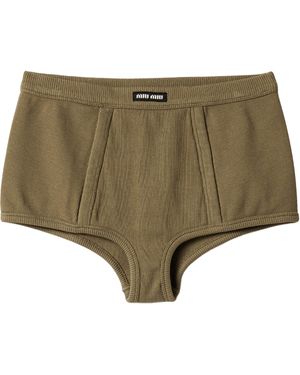 Miu Miu Garment-Dyed Boxer Shorts - Natural