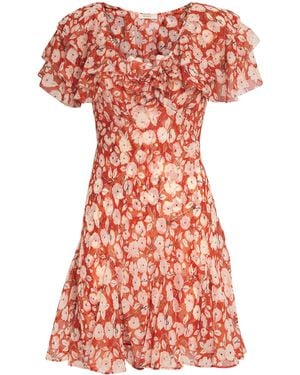 Doen Silk Ruffled Alcida Mini Dress - Red