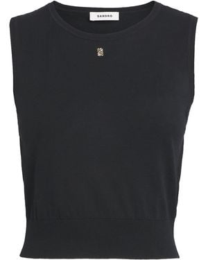 Sandro Cotton-Blend Tank Top - Black