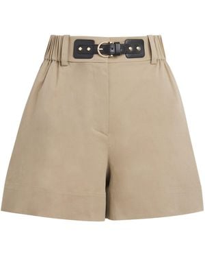 Maje Cotton-Blend Belted Shorts - Natural
