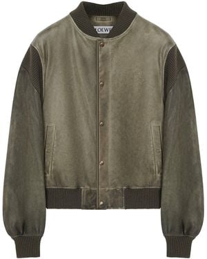 Loewe Nappa Leather Bomber Jacket - Green