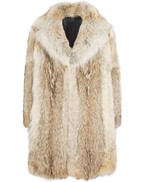 Yves Salomon Coyote Fur Midi Coat - Natural