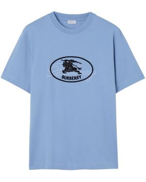 Burberry Knight Stamp Cotton T-Shirt - Blue