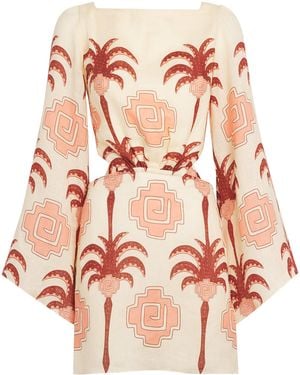 Johanna Ortiz Linen Wave After Wave Mini Dress - Pink
