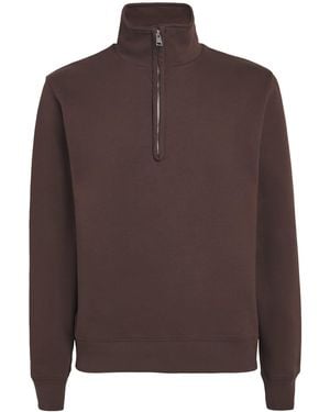 Sandro Cotton Half-Zip Sweater - Brown