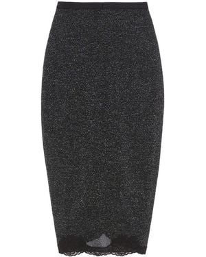 Valentino Lurex Knit Midi Skirt - Grey