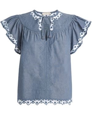 Ulla Johnson Embroidered Effie Blouse - Blue