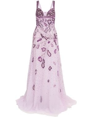 Georges Hobeika Embellished Sleeveless Gown - Purple