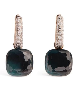 Pomellato Mixed Metal, Diamond And London Topaz Nudo Drop Earrings - Black