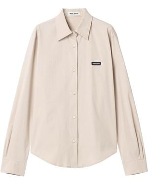 Miu Miu Stretch-Poplin Shirt - Natural